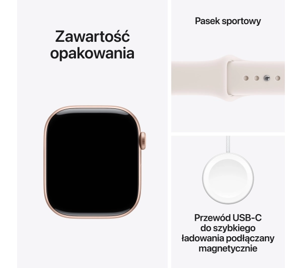 Apple Watch Series 11 GPS + Cellular 42mm z aluminium Różowe złoto Pasek sportowy Łagodny róż S/M - ⚡ BESTSELLERY ⚡ - Kup na Raty - RRSO 0%
