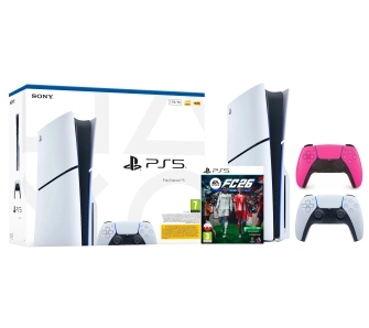 Konsola Sony PlayStation 5 Slim E Chassis (PS5) 1TB z napędem + Dodatkowy Pad Różowy + EA SPORTS FC 26