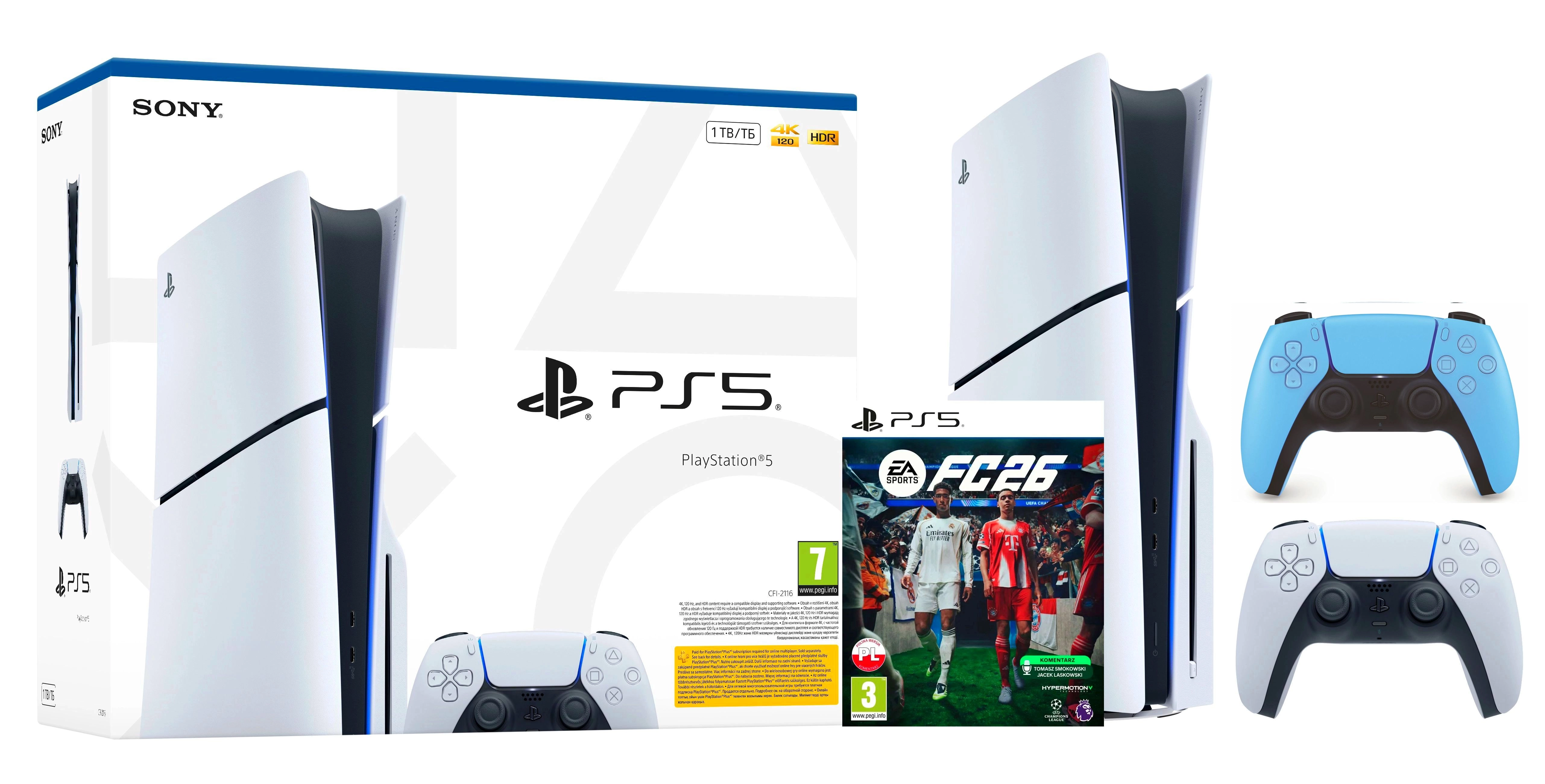 Konsola Sony PlayStation 5 Slim E Chassis (PS5) 1TB z napędem + Dodatkowy Pad Gwiezdny błękit + EA SPORTS FC 26