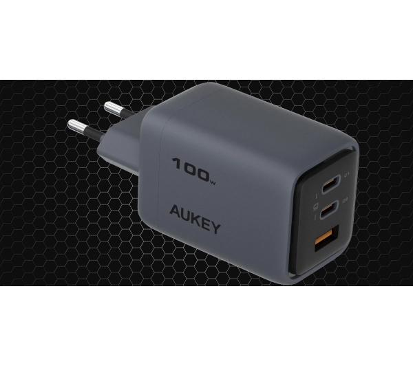 Aukey PA-C5 2xUSB-C 1xUSB 100W Szary
