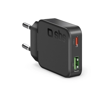 Ładowarka sieciowa SBS TETRGANUSBTC30SLIM Slim GaN 30W 2XUSB Czarny