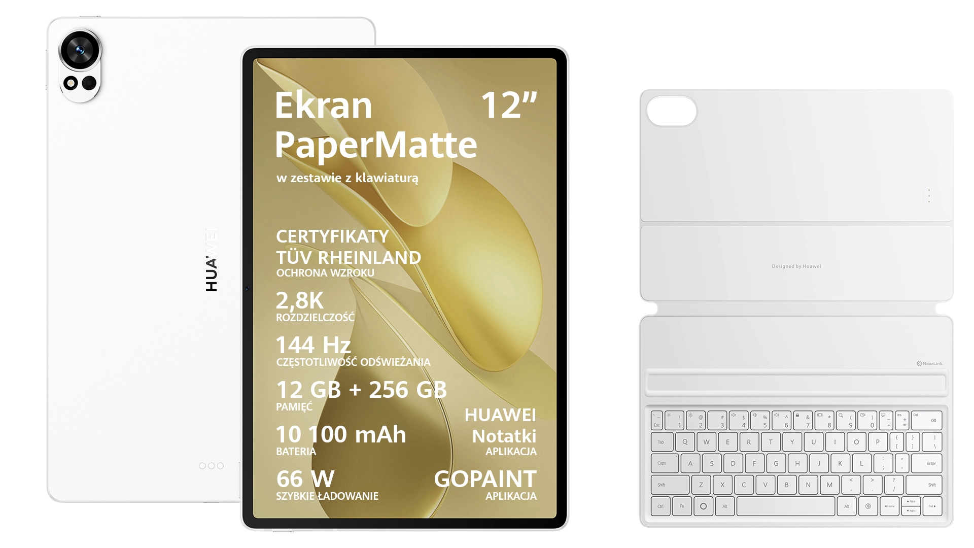 Tablet Huawei MatePad PaperMatte Edition 12X 2025 12" 12/256GB Wi-Fi Biały + klawiatura Biały