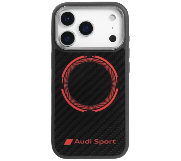 Etui AUDI RSQ Carbon Fiber Sport Red Circle MagSafe do Apple iPhone 17 Pro Czarny