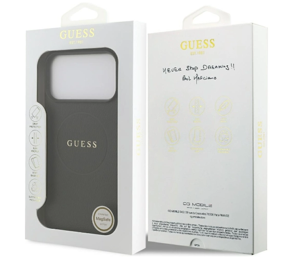Guess Grained Ring MagSafe do iPhone 17 Pro Max czarny