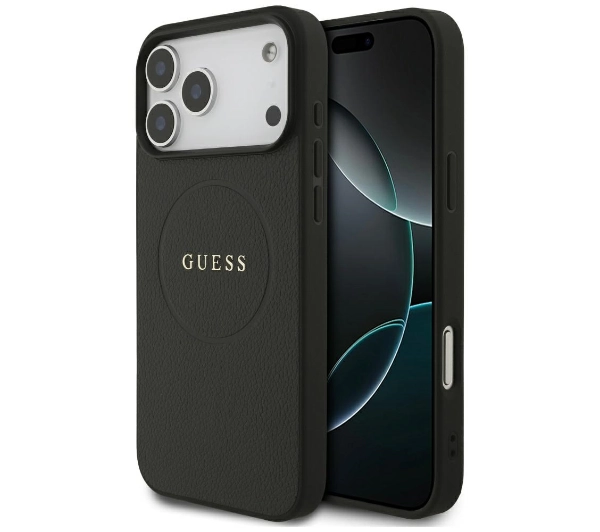 Guess Grained Ring MagSafe do iPhone 17 Pro Max czarny