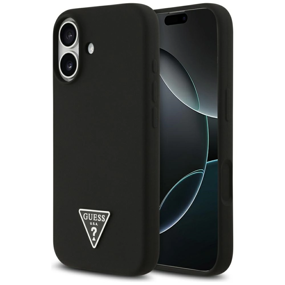 Etui Guess Silicone Triangle Logo MagSafe do iPhone 17 czarny
