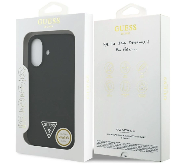Guess Silicone Triangle Logo MagSafe do iPhone 17 czarny