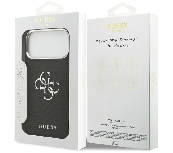 Guess Grained Big 4G Classic Logo do iPhone 17 Pro Max czarny