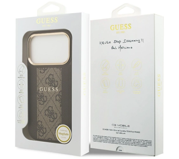 Guess 4G Stripe MagSafe do iPhone 17 Pro brązowy
