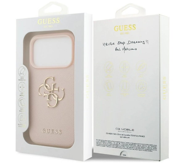 Guess Grained Big 4G & Classic Logo do iPhone 17 Pro różowy