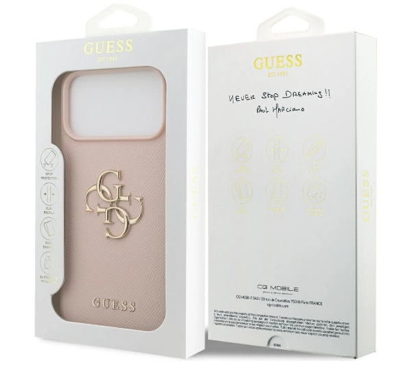Guess Grained Big 4G & Classic Logo do iPhone 17 Pro Max różowy