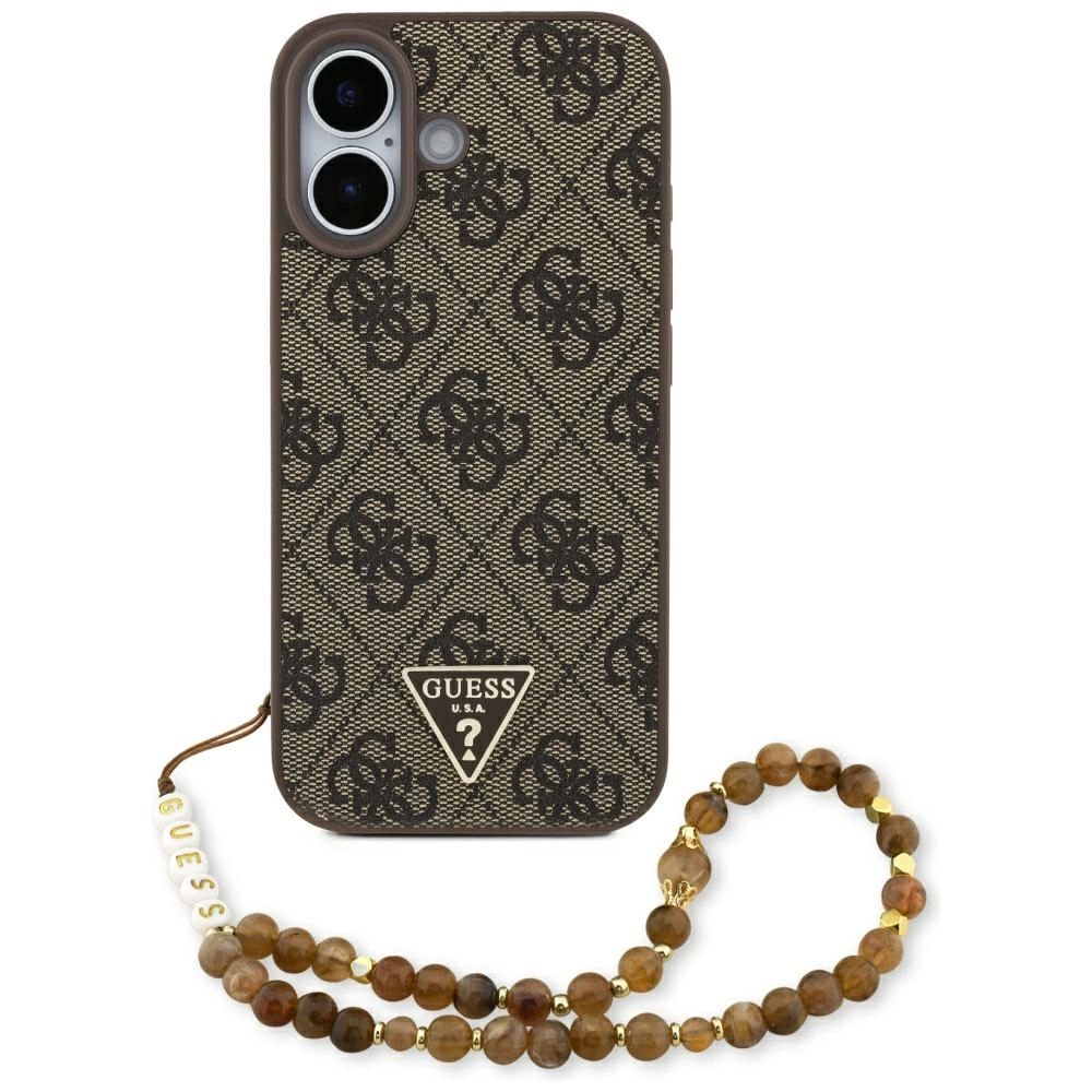 Etui Guess 4G Strap Triangle Logo MagSafe do iPhone 17 brązowy
