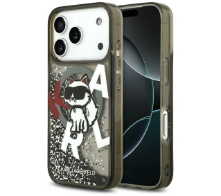 Karl Lagerfeld Liquid Glitter Choupette Logo MagSafe do iPhone 17 Pro Max Czarny
