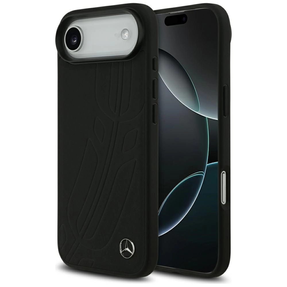 Etui Mercedes-Benz Leather Large Laurel Leave MagSafe do iPhone Air czarny