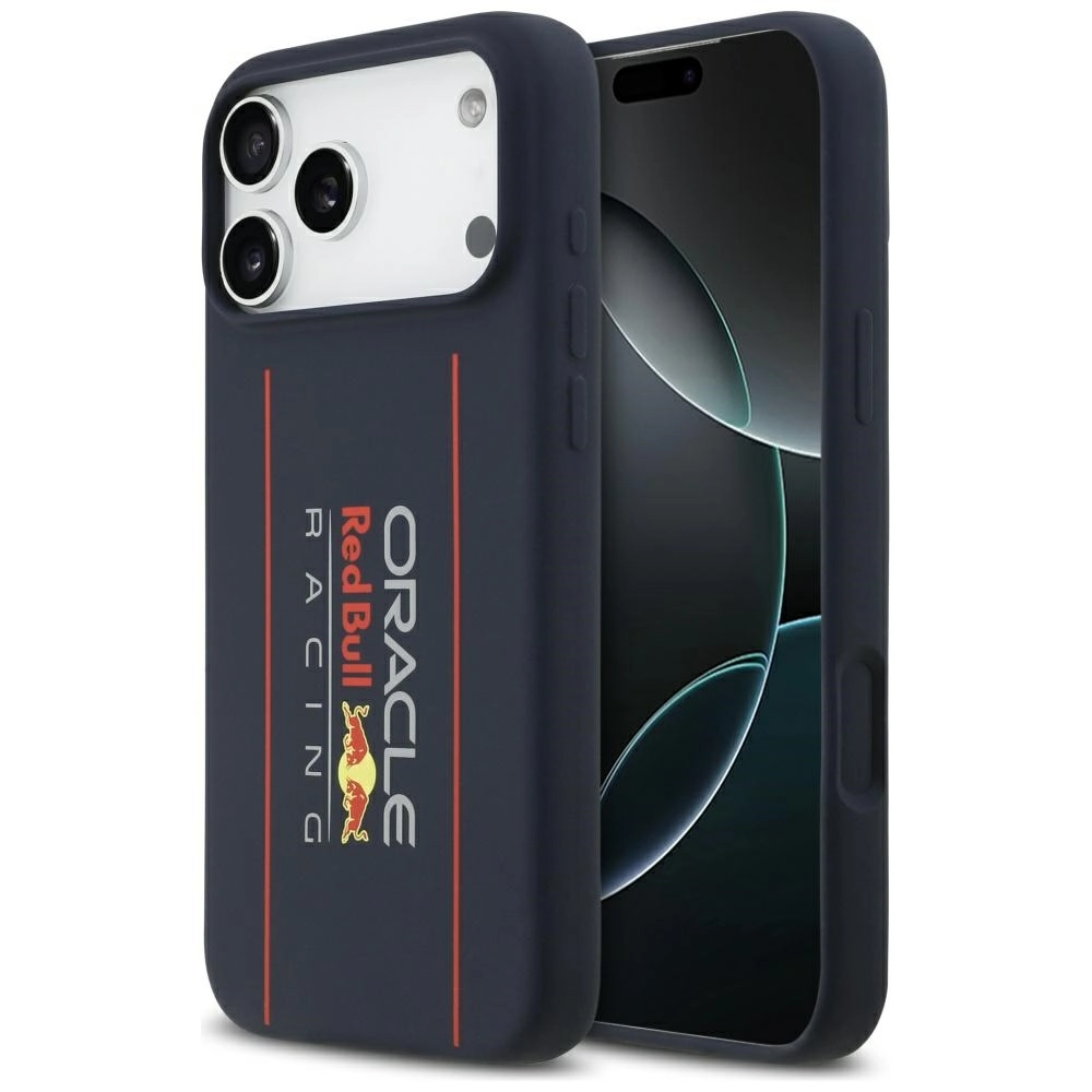 Etui Red Bull Racing Silicone Oversize Vertical Logo MagSafe do iPhone 17 Pro Max Granatowy