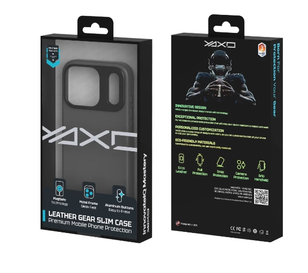 Yaxo Leather Gear Slim Case MagSafe do iPhone 17 Pro Szary