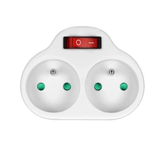 Rozgałęziacz Orno OR-AE-13187 2 gniazda z włącznikiem, Biały