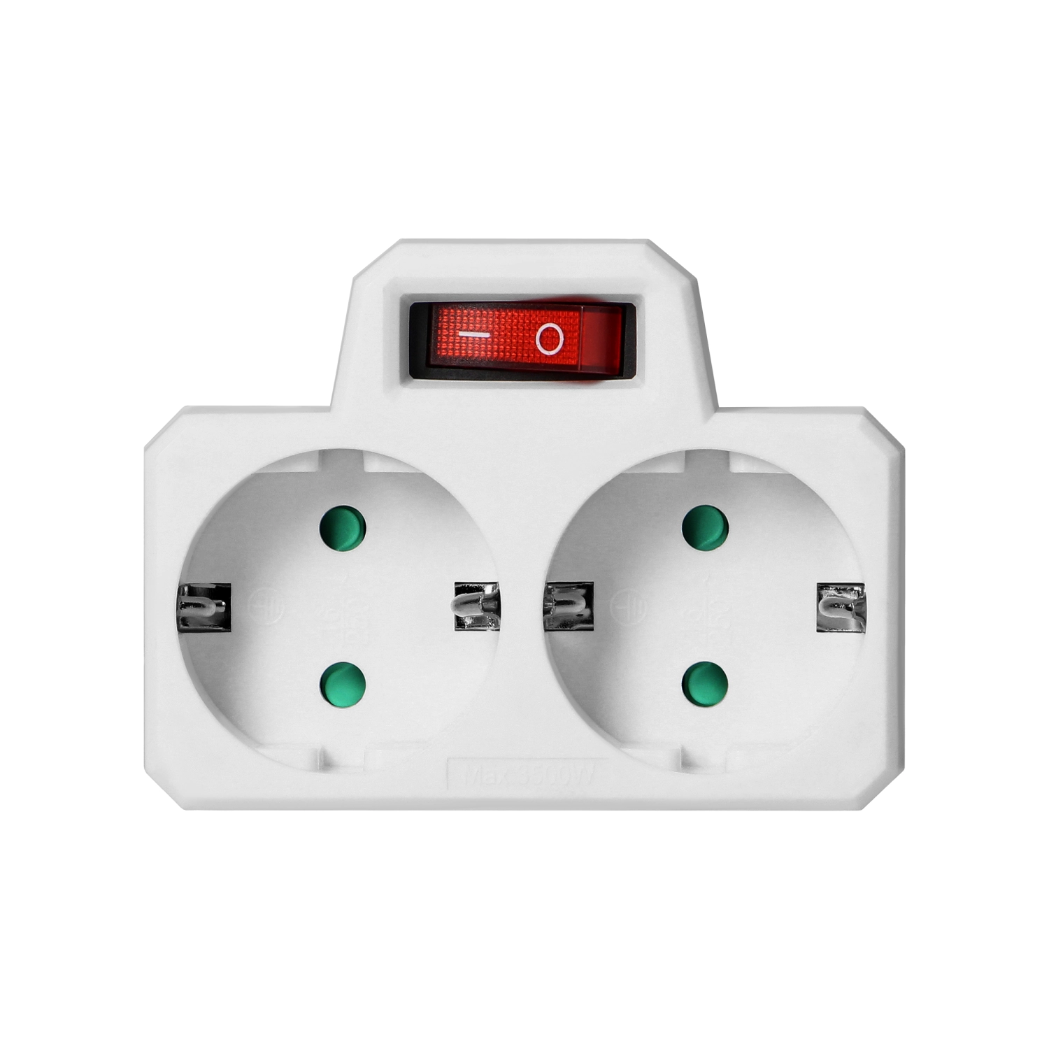 Rozgałęziacz Orno OR-AE-13187(GS) z włącznikiem 2 gniazda Biały