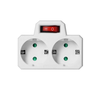 Rozgałęziacz Orno OR-AE-13187(GS) z włącznikiem 2 gniazda Biały