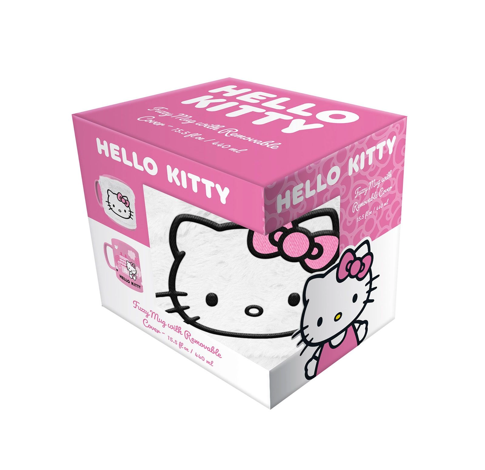 Kubek Pyramid Fuzzy Mug With Removable Covering Hello Kitty (Pink Bow Face Icon)