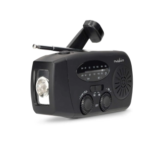 Radioodbiornik Nedis RDFMCR2000BK Emergency Radio FM Na korbkę Solarne Powerbank Czarny