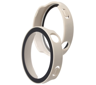 Nakładka na tarczę Bizon ze szkłem do Huawei Watch GT6 41 mm beżowy