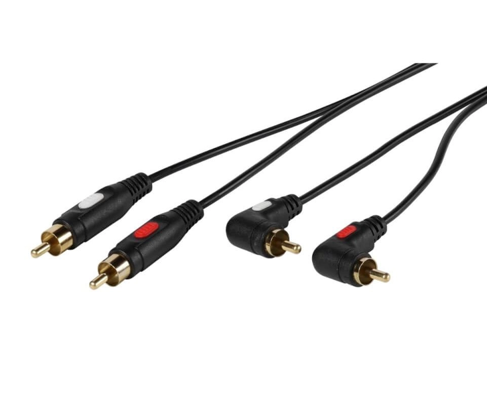 Kabel audio Vivanco 46126 2x RCA Kątowy 1,5m Czarny