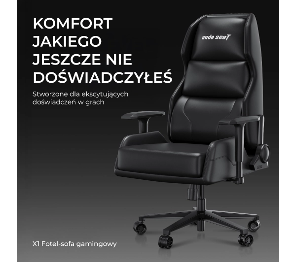 Anda Seat X1 Gaming Sofa Elegant Black Gamingowy do 120kg Skóra Eco Czarny - Kup na Raty - RRSO 0%