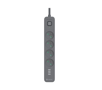 Listwa Tracer TRALIS47685 Power Line+ Mobile Ready 4 Gniazda 3x USB-A 5m Grafitowy
