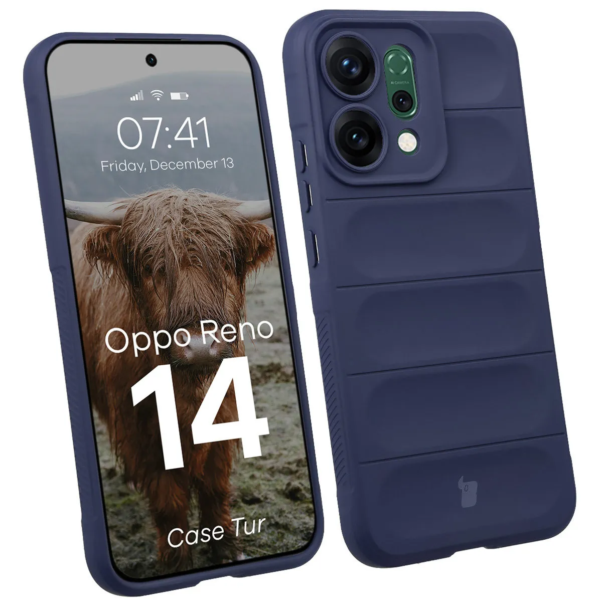 Etui Bizon Pancerne Tur do Oppo Reno 14 Granatowy
