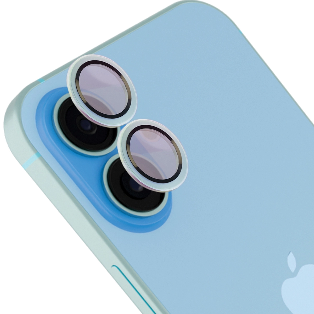 Szkło ochronne Bizon na aparat z aplikatorem Snap Lens do iPhone 17, niebieskoszara ramka
