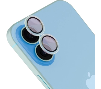 Szkło ochronne Bizon na aparat z aplikatorem Snap Lens do iPhone 17, niebieskoszara ramka