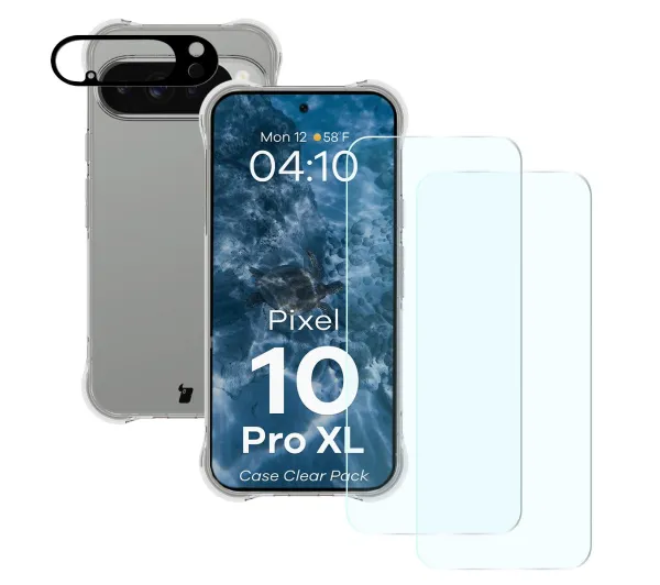 Bizon elastyczne etui Salpa + 2x szkło hartowane + szkło na obiektyw Clear Pack do Google Pixel 10 Pro XL