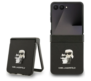 Karl Lagerfeld Saffiano Karl&Choupette Pin do Samsung Galaxy Z Flip7 Czarny