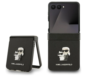 Etui Karl Lagerfeld Saffiano Karl&Choupette Pin do Samsung Galaxy Z Flip7 Czarny