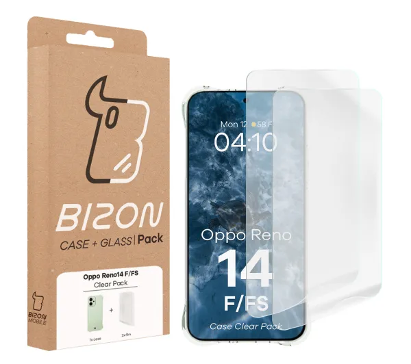 Bizon elastyczne etui Salpa + 2x folia na ekran Clear Pack do OPPO Reno14 F / OPPO Reno14 FS