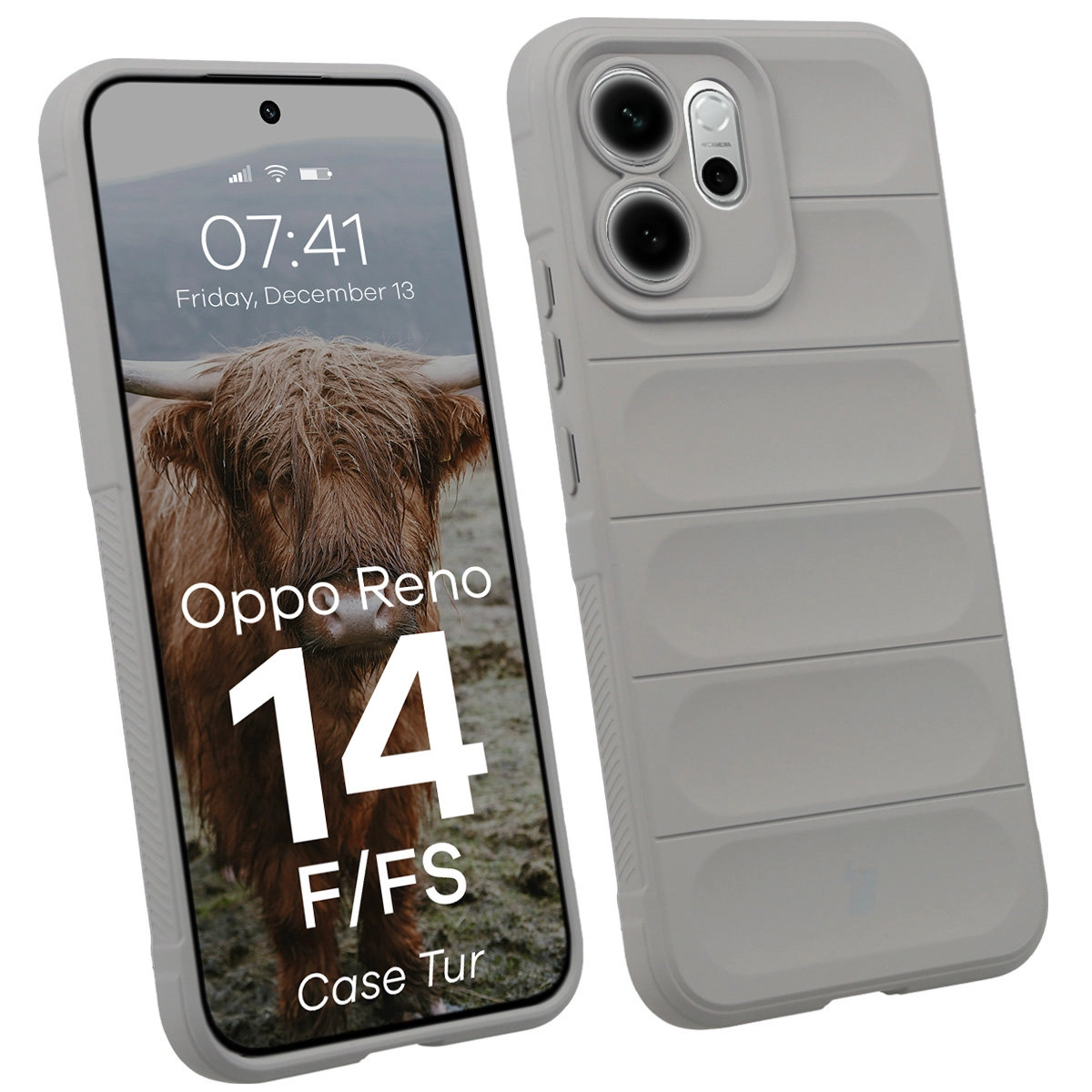 Etui Bizon Pancerne Tur do Oppo Reno 14 F / FS Szary