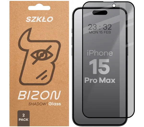 Bizon prywatyzujące pełne Edge Shadow Duo do iPhone 15 Pro Max