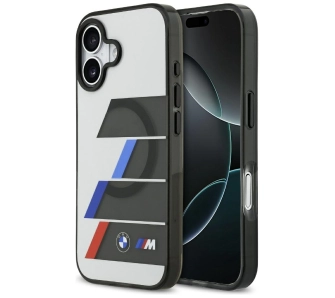Etui BMW M IML Metal Buttons Tricolor Lines MagSafe do iPhone 17 Antracyt