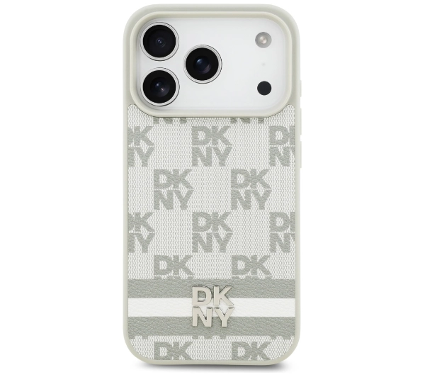 DKNY Checkered with Printed Stripes do iPhone 17 Pro Beżowy