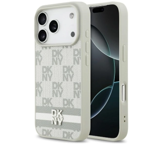 Etui DKNY Checkered with Printed Stripes do iPhone 17 Pro Beżowy
