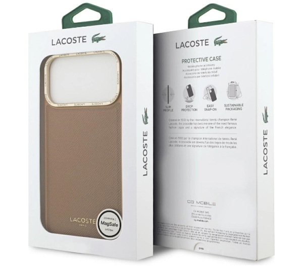 Lacoste Champs Elysees Gold Logo MagSafe do iPhone 17 Pro Max Różowy