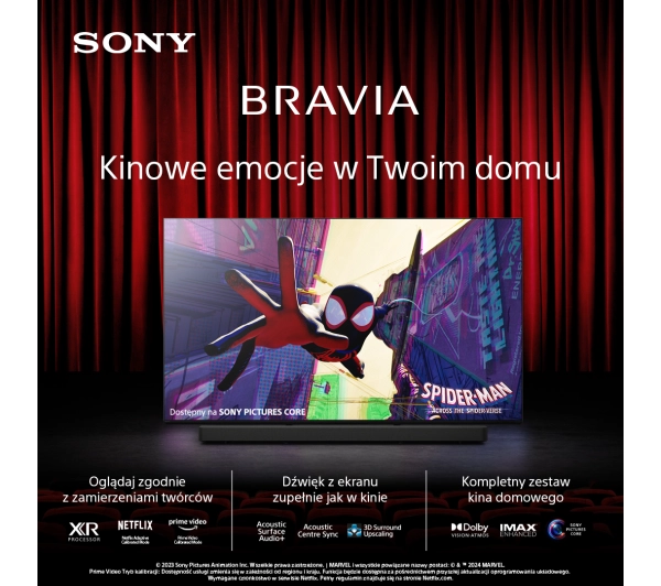 Sony BRAVIA 8A K-65XR8A 65" 4K OLED 120Hz Google TV Dolby Vision Dolby Atmos DTS-X HDMI 2.1 + Soundbar Theater Bar 6 - Kup na Raty - RRSO 0%
