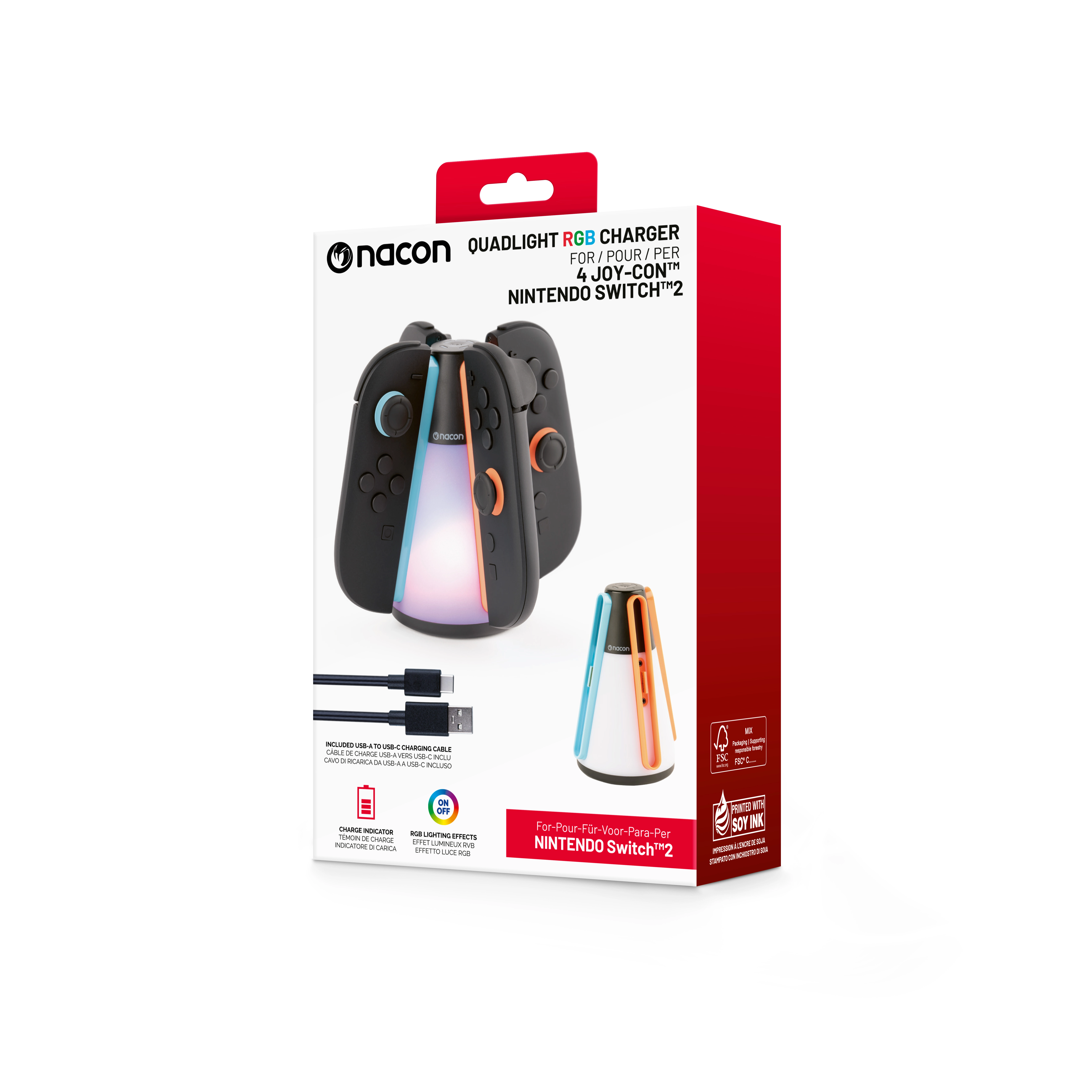 Ładowarka Nacon Quad Charger RGB do Joy-Conów od Nintendo Switch 2
