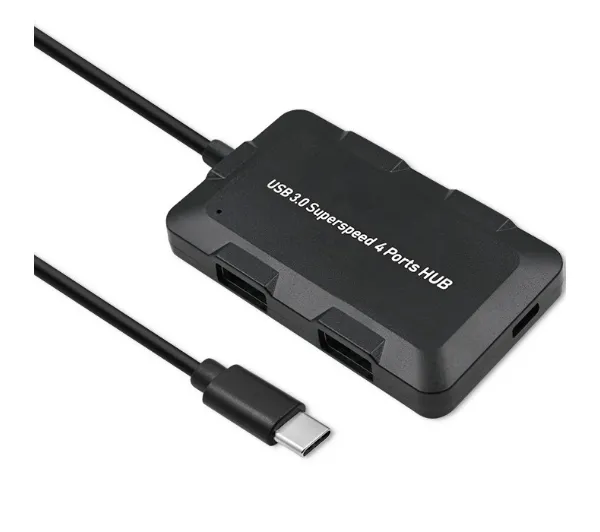 Qoltec 50502 Adapter USB-C 3.1 5w1 4x USB 3.0 micro USB Czarny