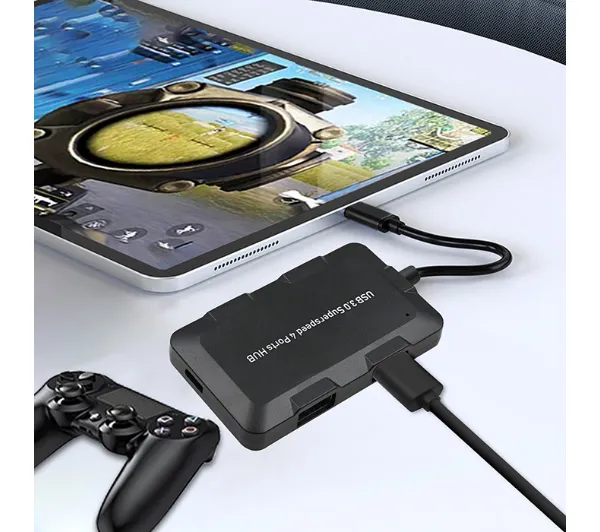 Qoltec 50502 Adapter USB-C 3.1 5w1 4x USB 3.0 micro USB Czarny