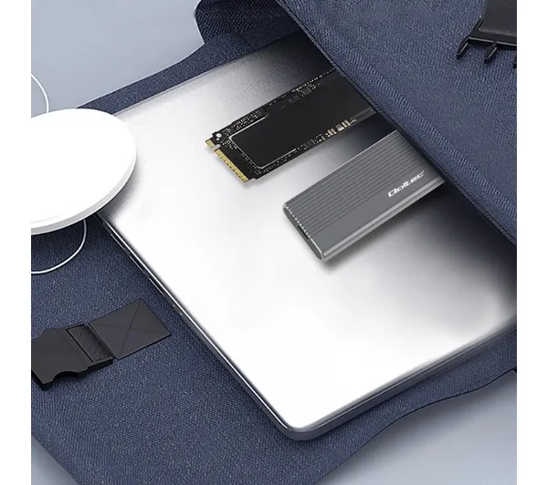 Qoltec 52267 SSD M.2 SATA NGFF USB-C Super speed Szary