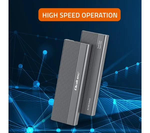 Qoltec 52267 SSD M.2 SATA NGFF USB-C Super speed Szary