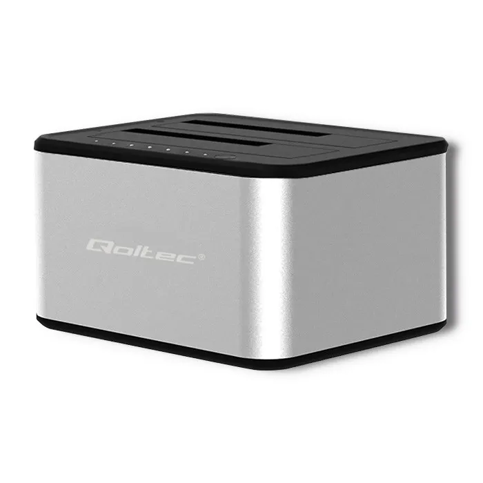 Stacja dokująca Qoltec 50316 do Dysków 2x HDD/SSD 2.5"/3.5" SATA USB 3.0 Srebrny