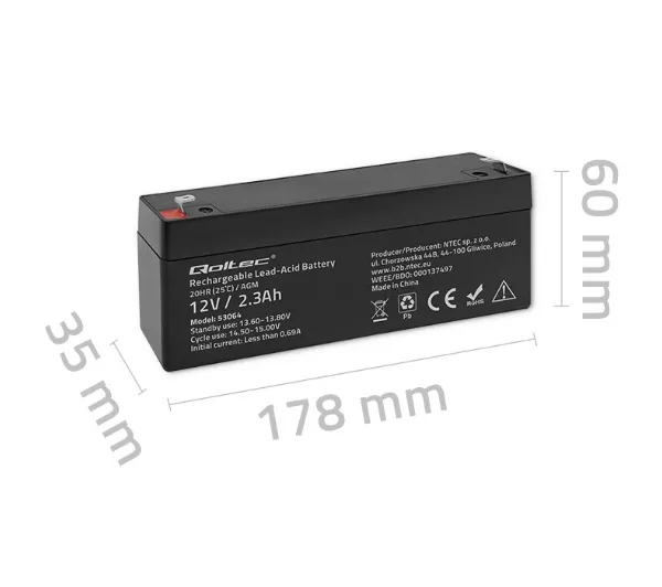 Qoltec 53064 AGM 12V 2.3Ah
